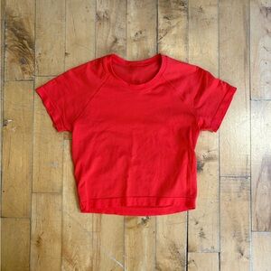 lululemon Swiftly Tech Cropped Short-Sleeve Shirt 2.0 in Red